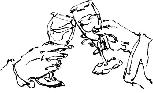 Two glasses toasting